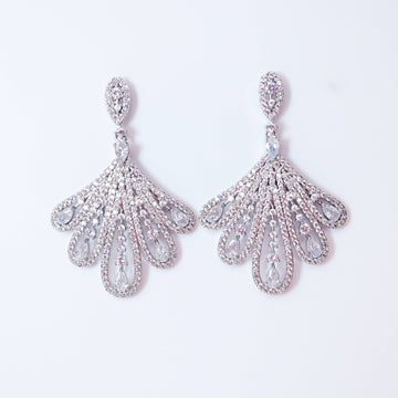 Swarovski Crystal Leaves Drops Peacock Earrings, Bridal Jewelry, Bridal Earrings, Crystal Bridal Earrings, Statement Earrings Cz